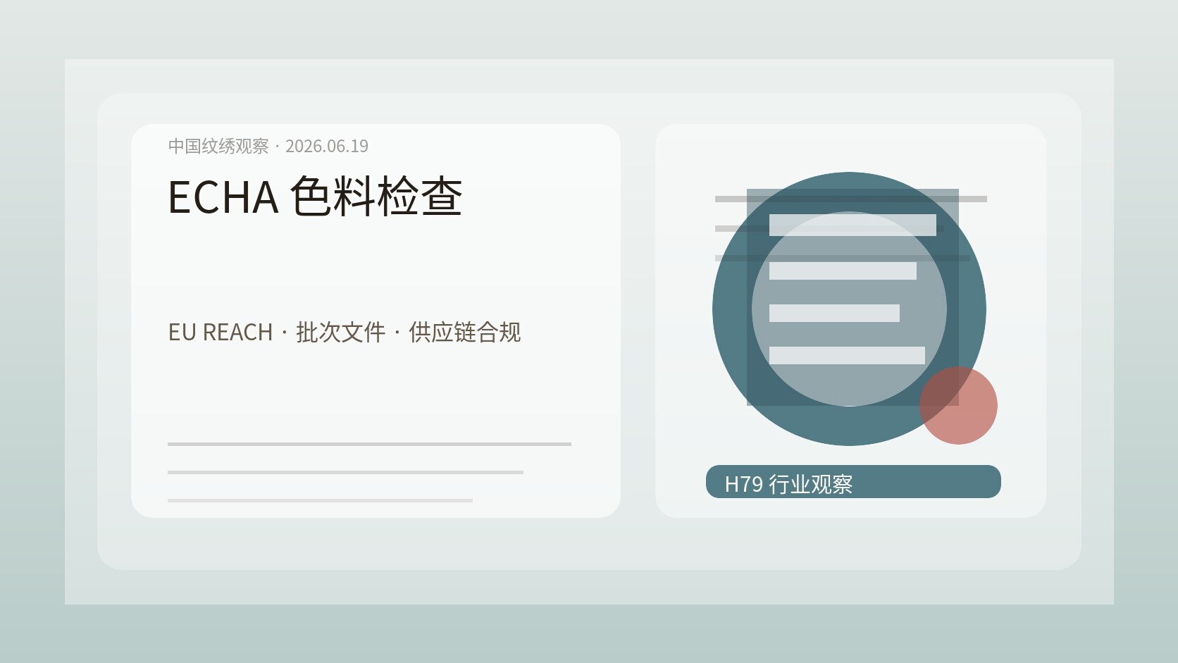 ECHA 纹绣色料执法试点观察图，色料瓶、合规文件、欧盟检查卡片和批次记录被放在档案桌上