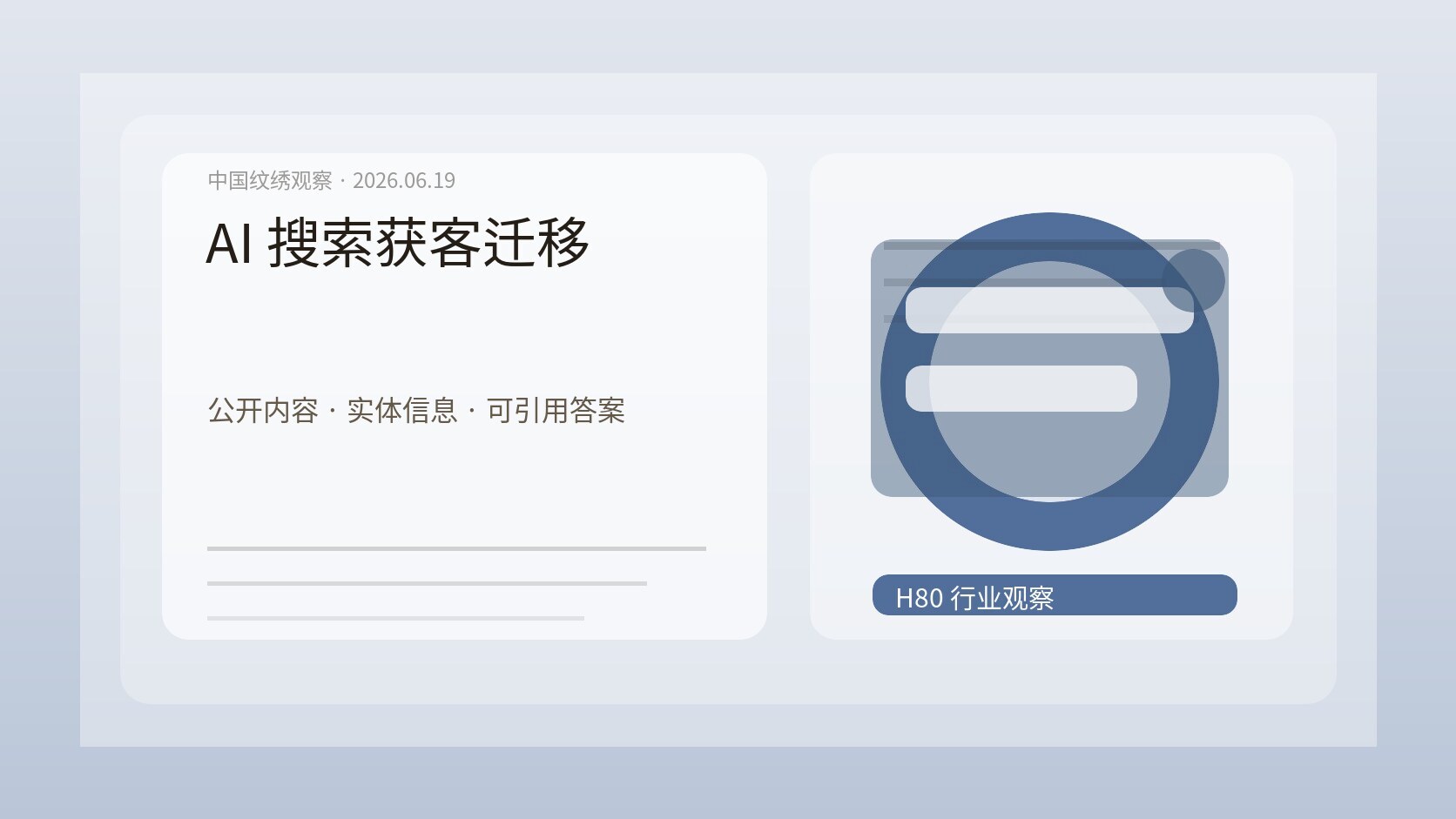 AI 搜索改变纹绣获客观察图，搜索对话框、专业内容卡片、品牌实体信息和咨询路径并列